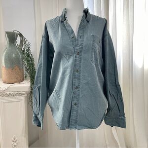 Vintage Bugle Boy Faded Dusty Blue Cotton Button Down
